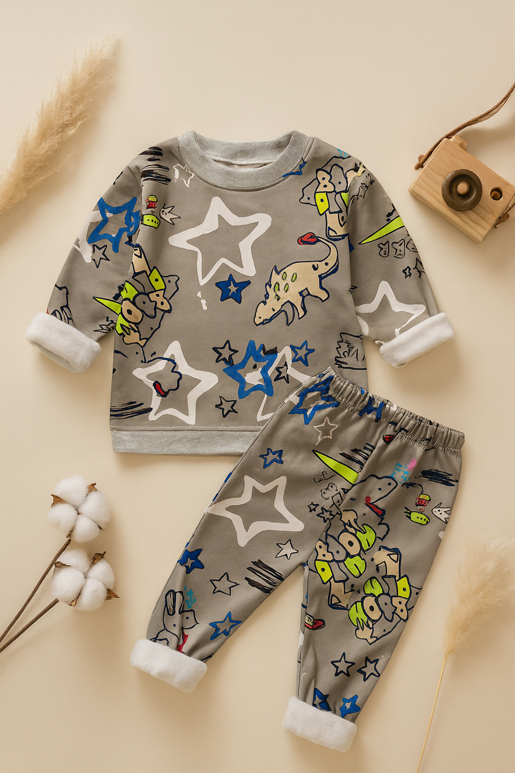 ست بلوز شلوار توکرکی در دو طرح ذرت و دایناسور