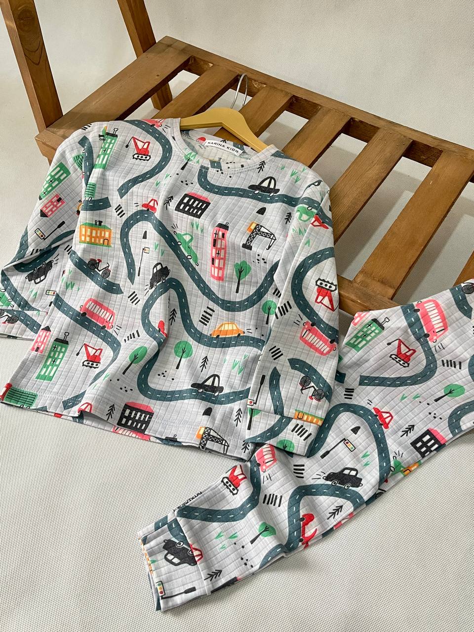 ست بلوز شلوار راحتی کبریتی جاده و ماشین